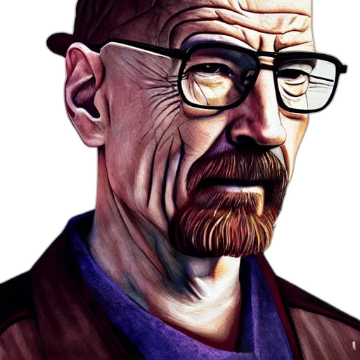 face, jacket, comic book art, photorealistic, cartoon, concept art, walter, white transparent PNG cut-out