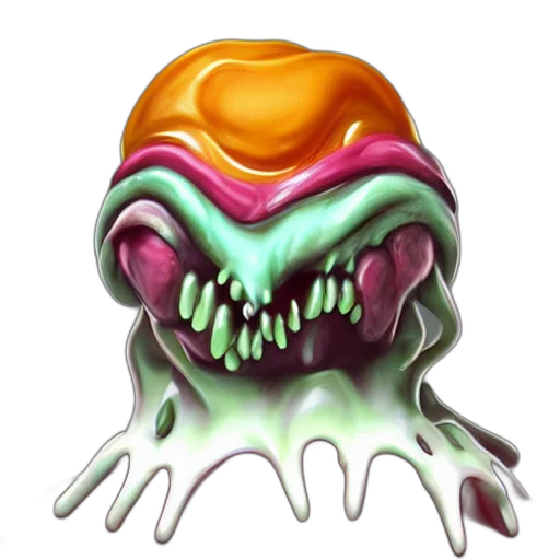 creature, food, mask, face, concept art, 3d render, pixel art, watercolor transparent PNG cut-out