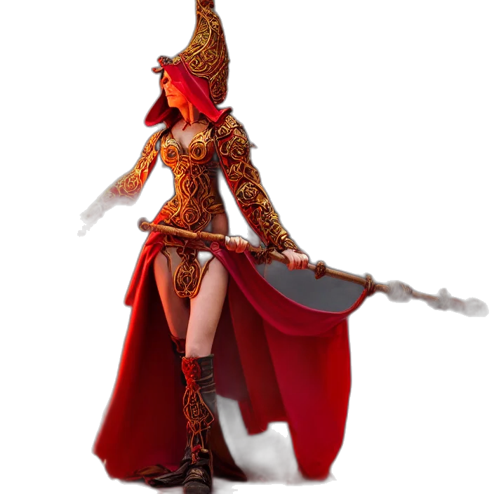 staff, sword, dress, fantasy art transparent PNG cut-out
