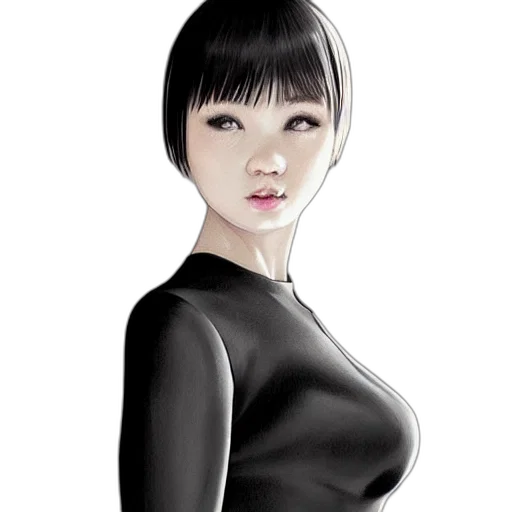 dress, face, robot, photorealistic transparent PNG cut-out