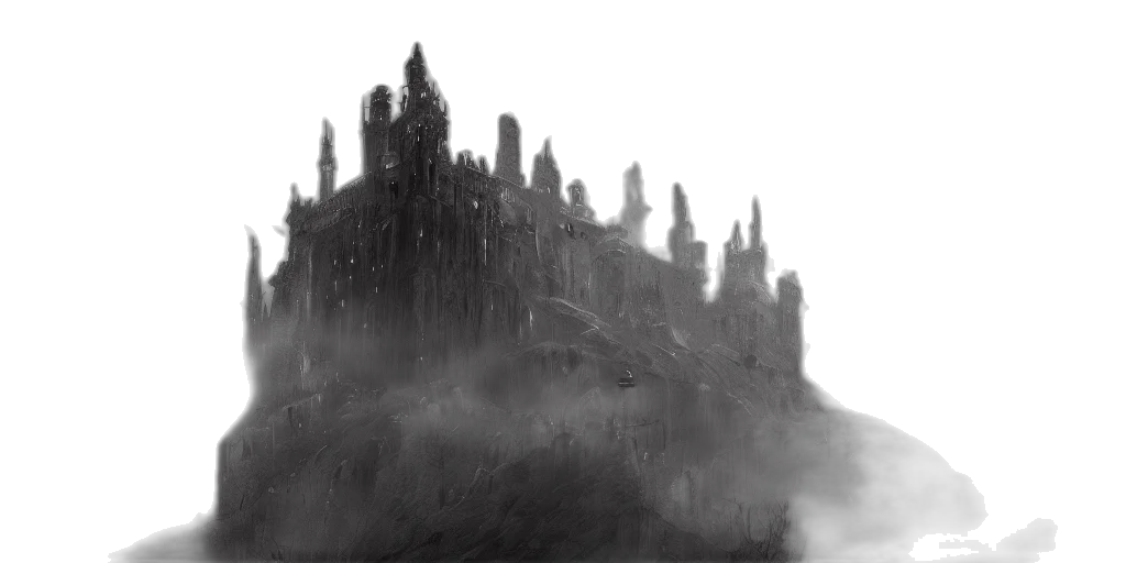 concept art, fantasy art, comic book art, photorealistic, fog, rain, forest, city street transparent PNG cut-out