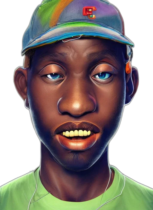 face, hat, staff, photorealistic, cartoon, 3d render, concept art, colourful transparent PNG cut-out