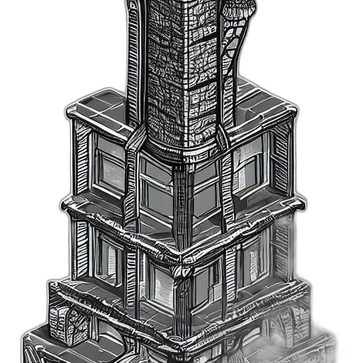 building, furniture, crown, robot, concept art, 3d render, comic book art, pixel art transparent PNG cut-out