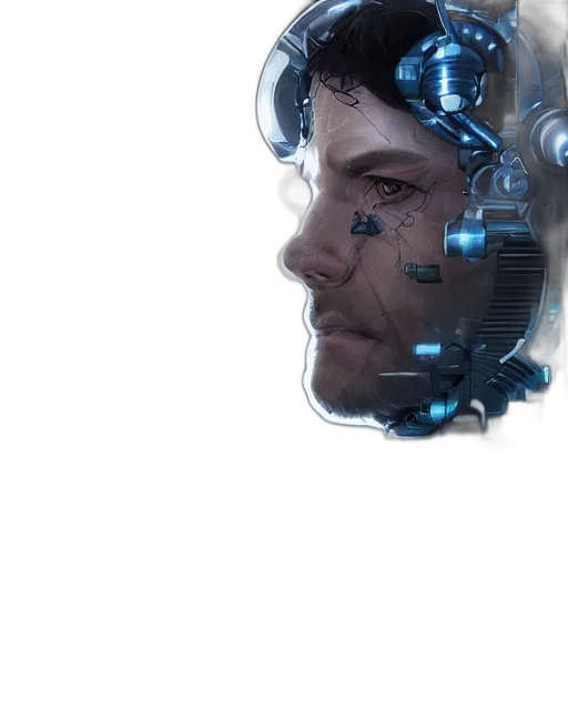robot, face, mask, cyberpunk transparent PNG cut-out