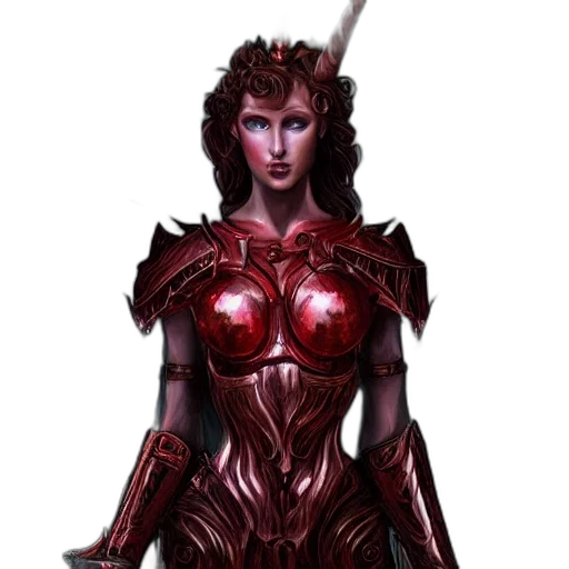 concept art, fantasy art, comic book art, pixel art, red, woman, unicorn, hybrid transparent PNG cut-out