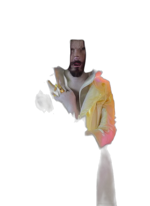 jacket, robot, creature, weapon, 3d render, concept art, vaporwave, anime transparent PNG cut-out