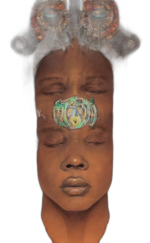 face, mask, crown, jewelry, photorealistic, concept art, 3d render, fantasy art transparent PNG cut-out