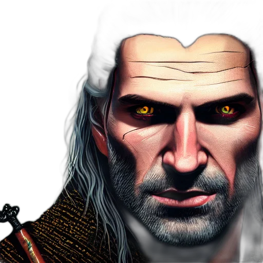 face, sword, fantasy art, concept art, photorealistic, comic book art, portrait, witcher transparent PNG cut-out