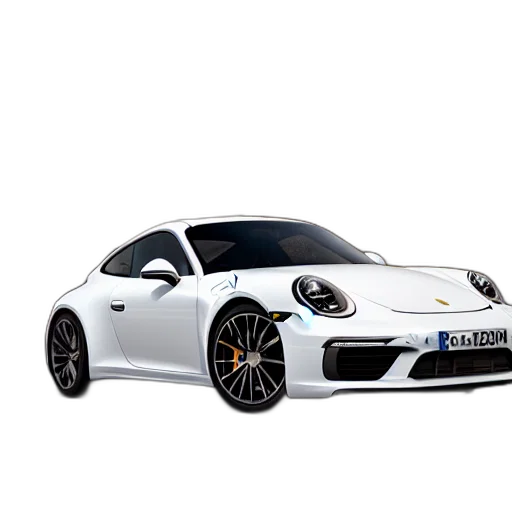 car, animal, 3d render, photorealistic, concept art, white, porsche, racing transparent PNG cut-out