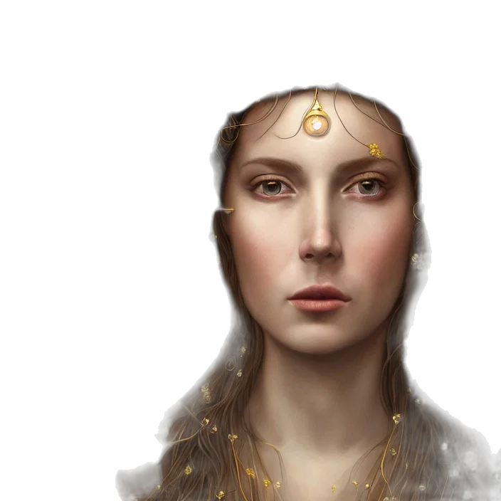 crown, face, jewelry, fantasy art, concept art, photorealistic, 3d render, golden transparent PNG cut-out