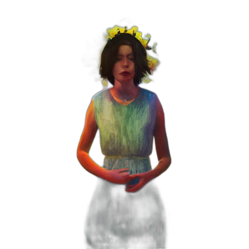 dress, crown, face, flower transparent PNG cut-out