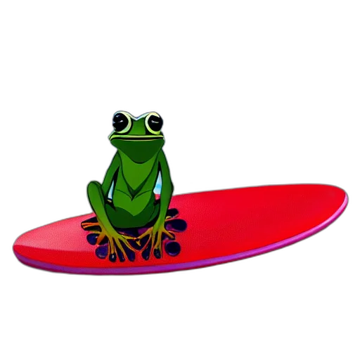 animal, creature, staff, hat, 3d render, concept art, frog, surfboard transparent PNG cut-out