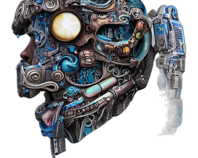 robot, weapon, face, concept art transparent PNG cut-out
