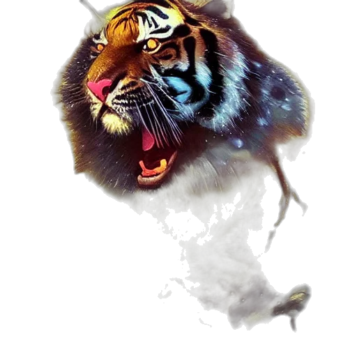 animal, creature, fantasy art, photorealistic, concept art, watercolor, fog, tiger transparent PNG cut-out