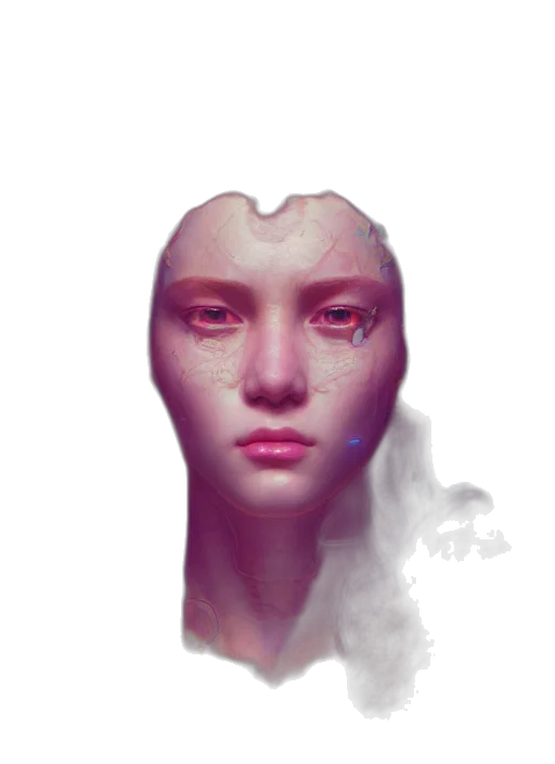 face, robot, mask, creature, concept art, cyberpunk, photorealistic, fantasy art transparent PNG cut-out
