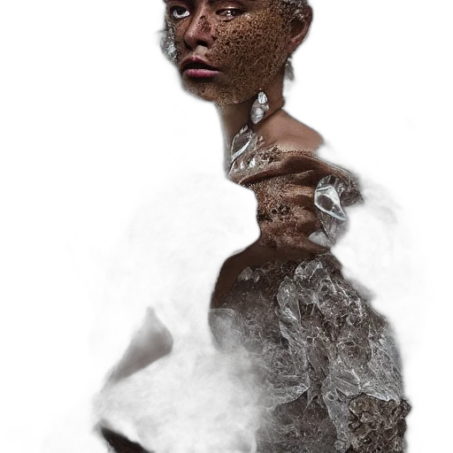face, mask, hair, creature, photorealistic, 3d render, concept art, fantasy art transparent PNG cut-out