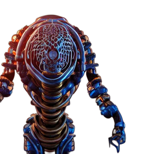 robot, creature, staff, 3d render transparent PNG cut-out