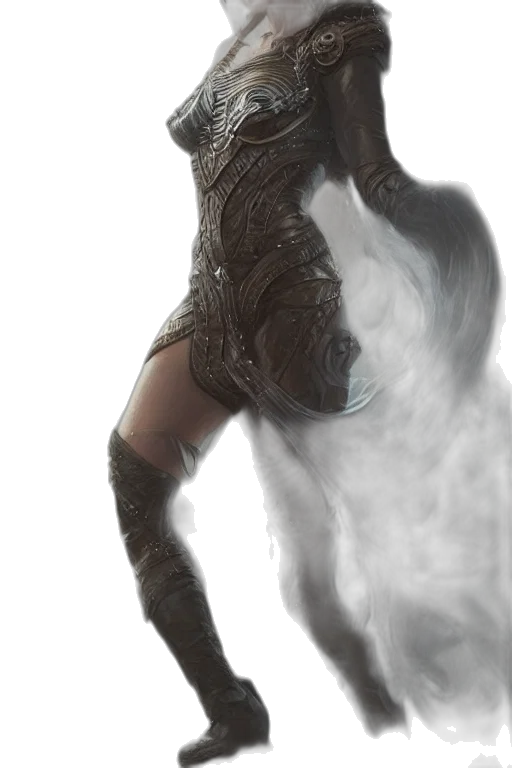 dragon, dress, sword, staff transparent PNG cut-out