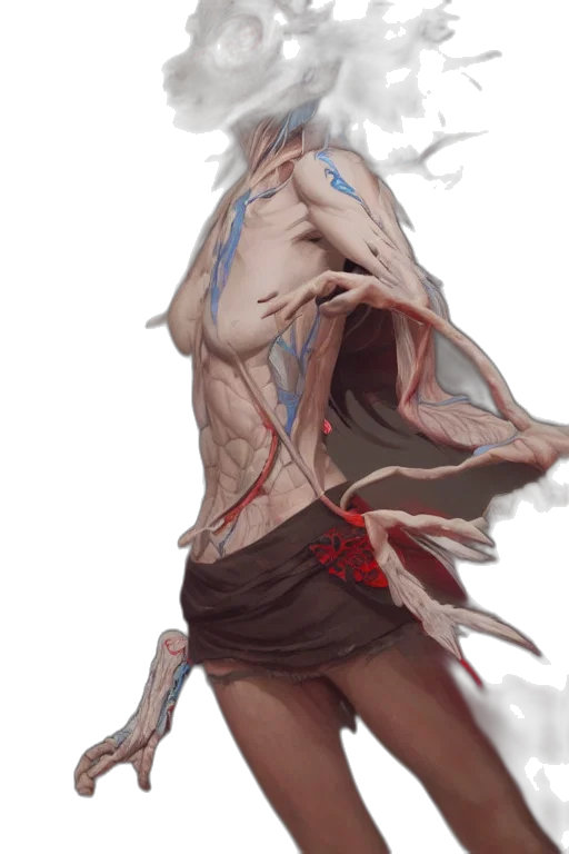 creature, dress, face, mask, concept art, fantasy art, cyberpunk, anime transparent PNG cut-out