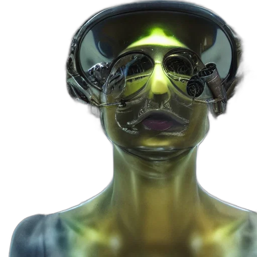robot, mask, face, cyberpunk, 3d render, concept art, outer space, hyperrealistic transparent PNG cut-out