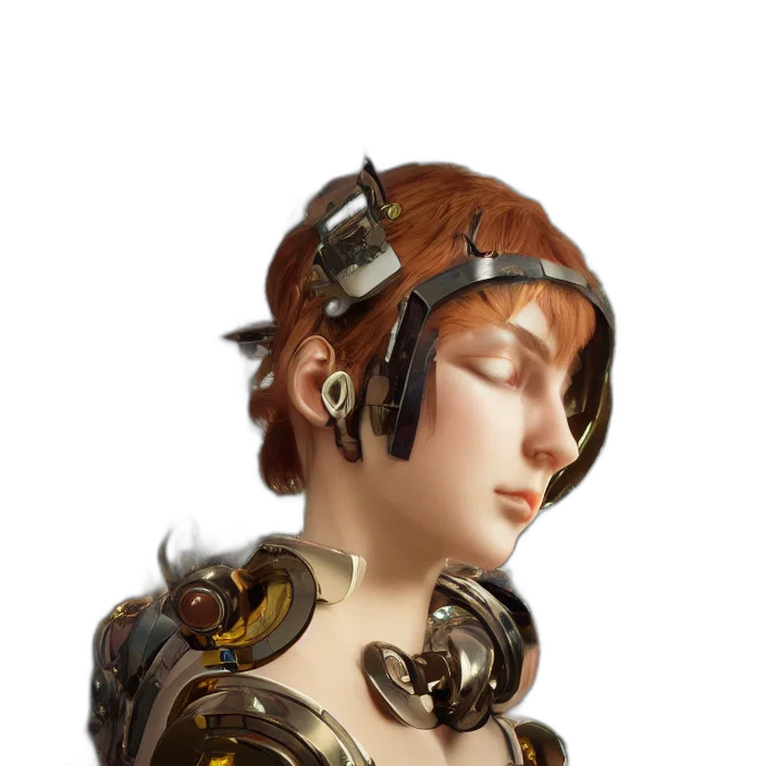robot, jewelry, staff, face transparent PNG cut-out