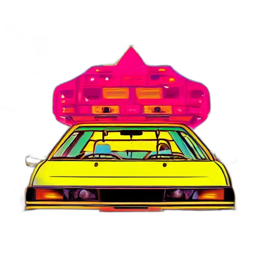 car, jacket, vaporwave, pixel art, concept art, cyberpunk, neon lights, neon transparent PNG cut-out