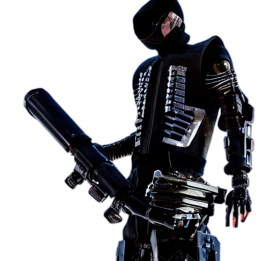 robot, weapon, staff, jacket transparent PNG cut-out