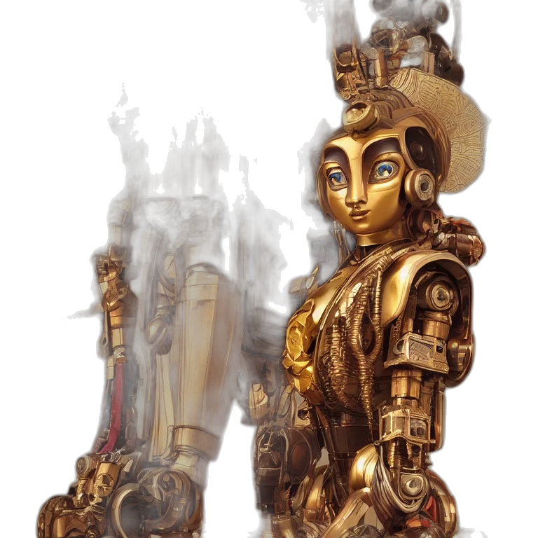 robot, staff, mask, crown transparent PNG cut-out