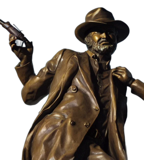 photorealistic, photo, medium, shot, bronze, statue, man, wearing transparent PNG cut-out