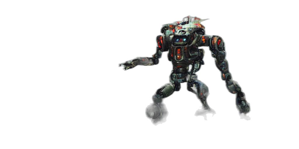 robot, weapon, creature, concept art, 3d render, cyberpunk, pixel art, outer space transparent PNG cut-out