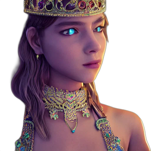 crown, jewelry, face, staff, 3d render, fantasy art, photorealistic, concept art transparent PNG cut-out