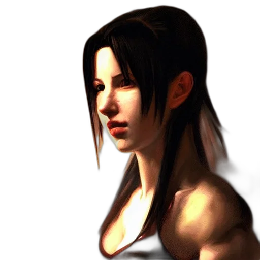 face, photorealistic, concept art, 3d render, fantasy art, tifa, lockhart, portrait transparent PNG cut-out
