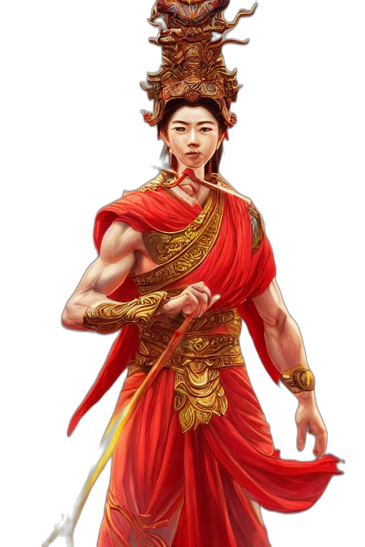 fantasy art, concept art, photorealistic, comic book art, red, masterpiece, portrait, nezha transparent PNG cut-out