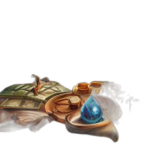 jewelry, crown, hat, bottle, concept art, fantasy art, watercolor, 3d render transparent PNG cut-out