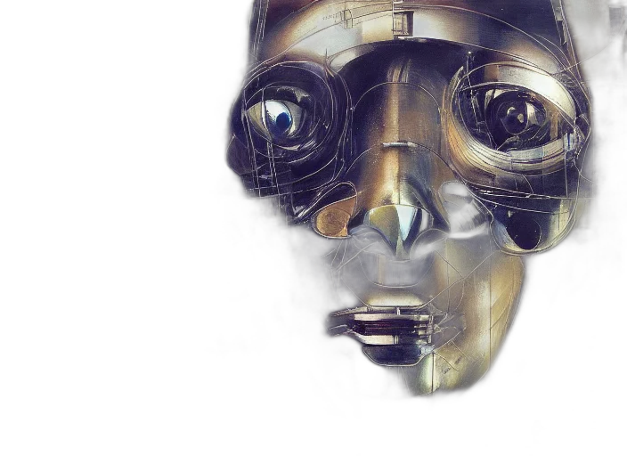 robot, mask, face, concept art, cyberpunk, photorealistic, 3d render, portrait transparent PNG cut-out