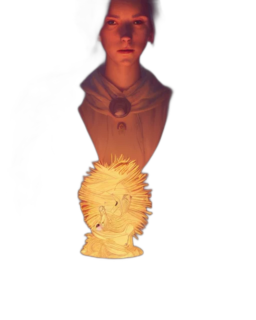 crown, mask, staff, face, concept art, 3d render, fantasy art, watercolor transparent PNG cut-out