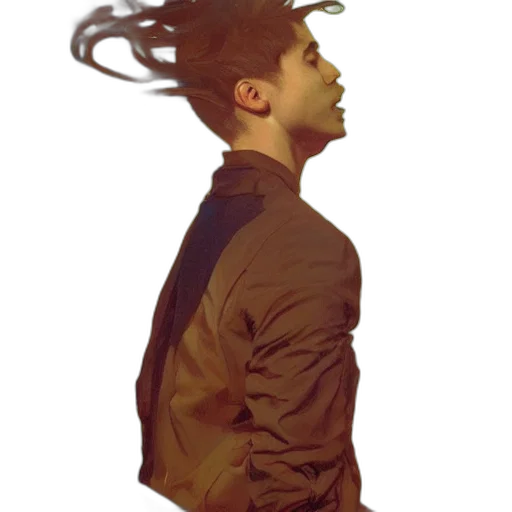 jacket, hair, staff, cartoon transparent PNG cut-out