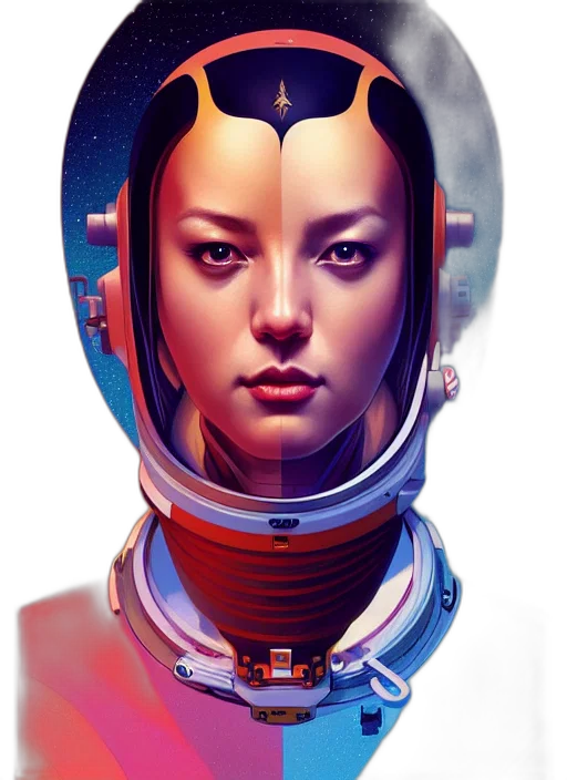 robot, face, concept art, cyberpunk, comic book art, photorealistic, outer space, red transparent PNG cut-out
