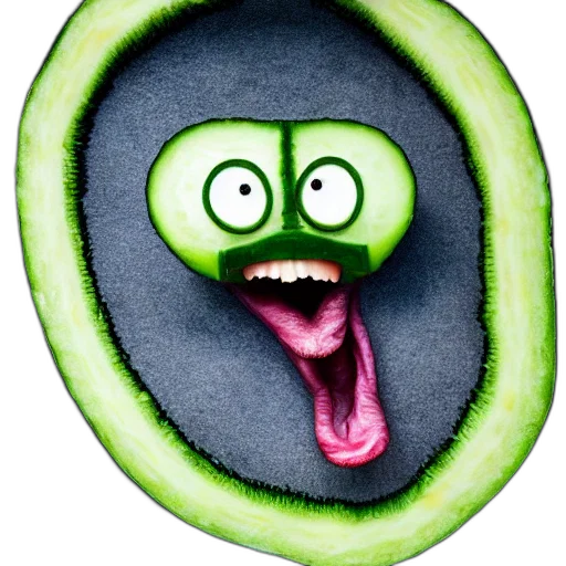 face, food, creature, animal, photorealistic, concept art, 3d render, green transparent PNG cut-out