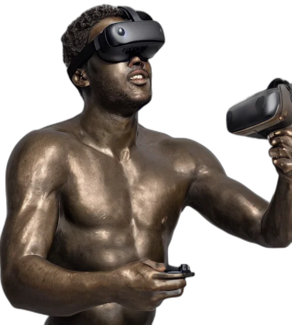 3d render, concept art, cyberpunk, photorealistic, photo, medium, shot, bronze transparent PNG cut-out