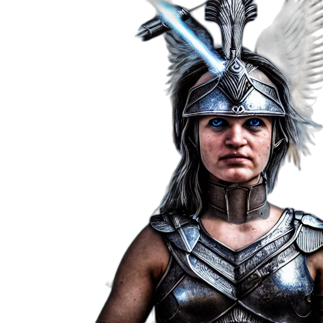 fantasy art, concept art, comic book art, photorealistic, photo, valkyrie, warrior, light transparent PNG cut-out