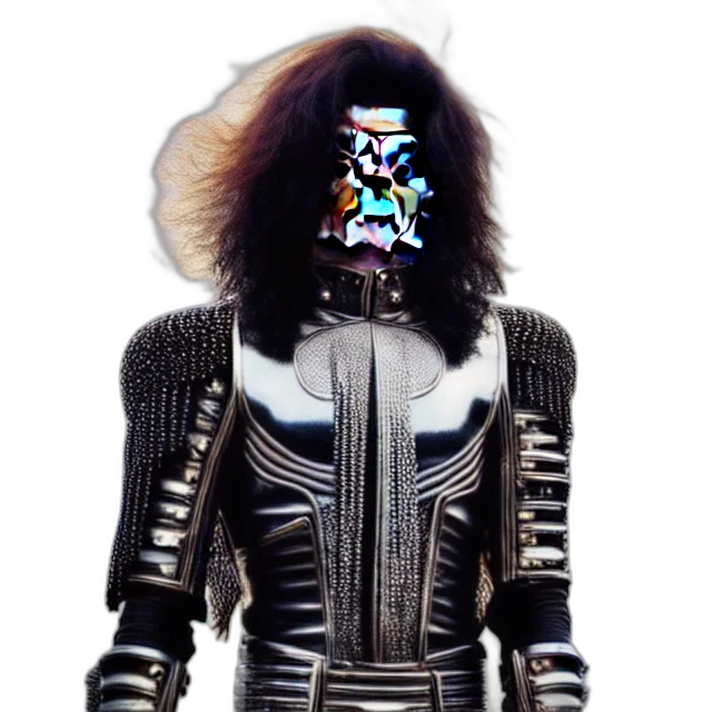 jacket, robot, hair, creature, cyberpunk, 3d render, concept art, fantasy art transparent PNG cut-out