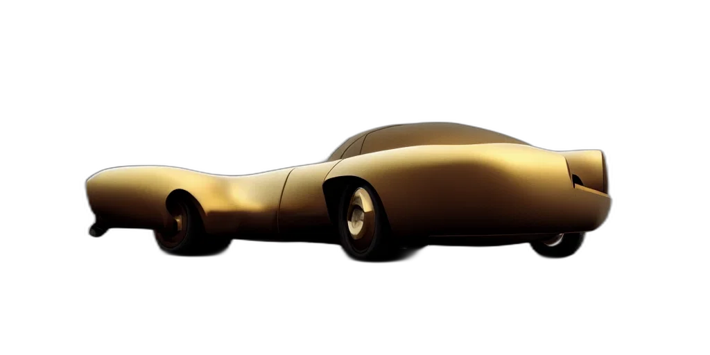 car, 3d render, concept art, photorealistic, golden, parked, retro, futuristic transparent PNG cut-out