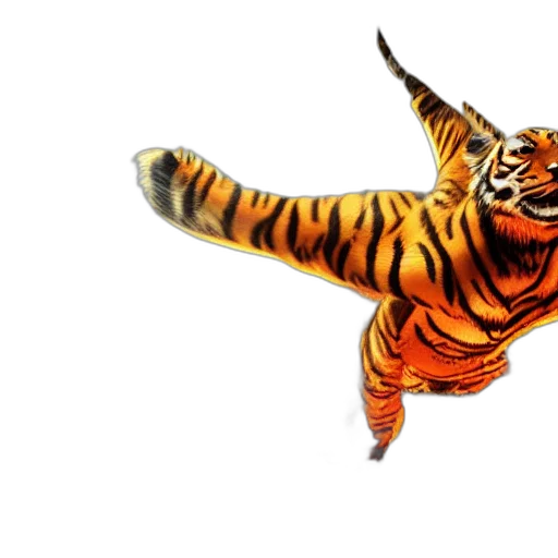 animal, creature, staff, concept art, photorealistic, 3d render, pixel art, tiger transparent PNG cut-out