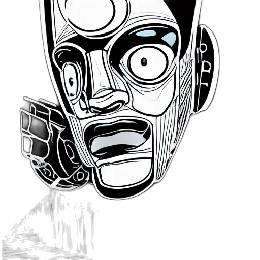 mask, robot, face, comic book art, cartoon, concept art, pencil sketch, portrait transparent PNG cut-out