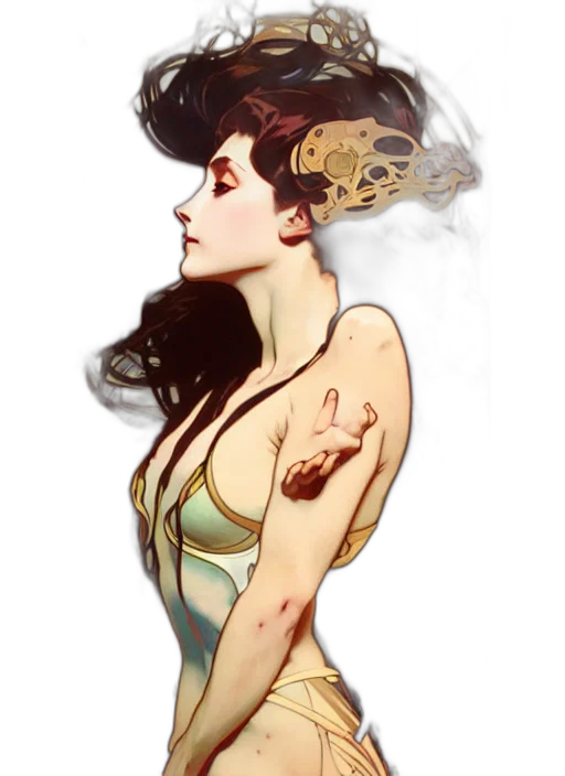 dress, dragon, crown, jewelry, fantasy art, concept art, comic book art, watercolor transparent PNG cut-out