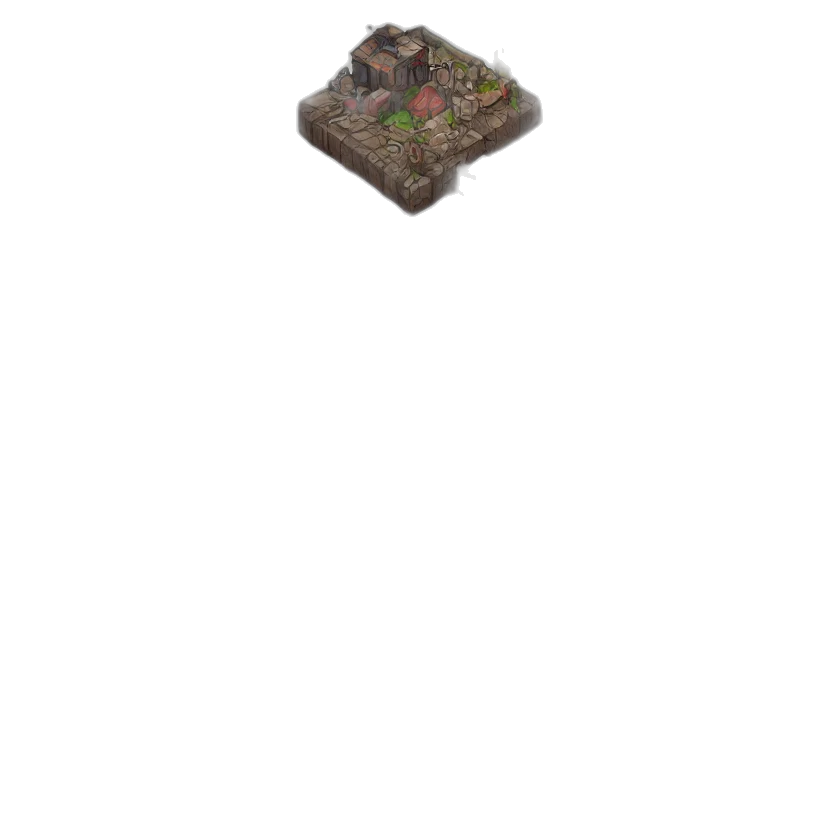 building, furniture, food, crown, pixel art, concept art, 3d render, fantasy art transparent PNG cut-out