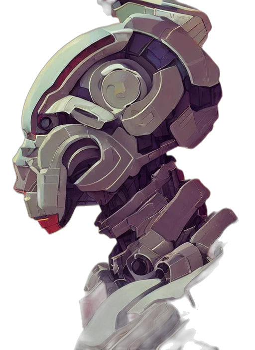 robot, weapon, face, mask, concept art, 3d render, watercolor, cyberpunk transparent PNG cut-out