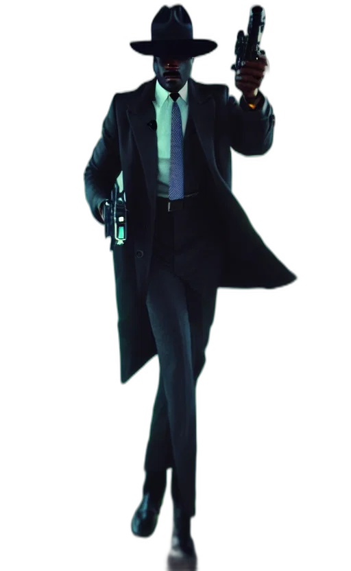 staff, jacket, weapon, robot transparent PNG cut-out