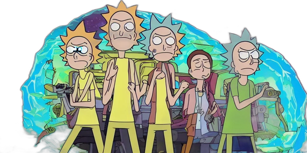 staff, concept art, cartoon, comic book art, outer space, city street, morty, rick transparent PNG cut-out